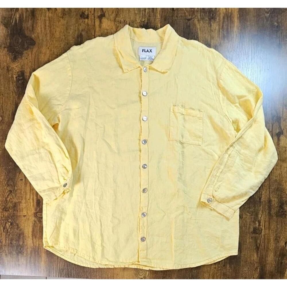 Flax Shirt Men’s Large by Jeanne Engelhart Button Linen Oversized Baggy Fit